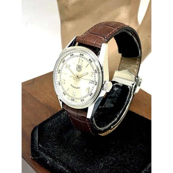 Tag Heuer Men's Watch WV2112 Carrera Re-Edition Swiss Automatic Silver Dial 35mm - Picture 2 of 14